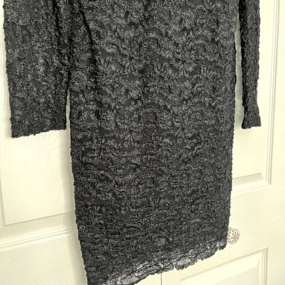 Reflections by Spiegel Black Long Sleeve V-Neck Lace Dress - Picture 8 of 12